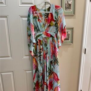 FARM Rio Blue Macaw Maxi Dress Medium